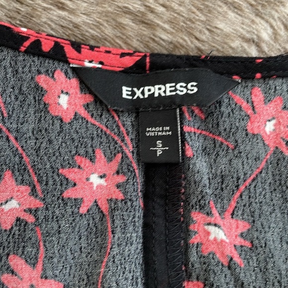 Express Floral Print Long Sleeve Ruffle Accent Mini Dress Size Small - Picture 3 of 10